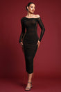 Summer Black One Shoulder Ruched Maxi Dress with Mesh Detailing