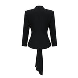 Suzanne black pleated jacket  trousers matching set