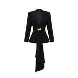 Suzanne black pleated jacket  trousers matching set