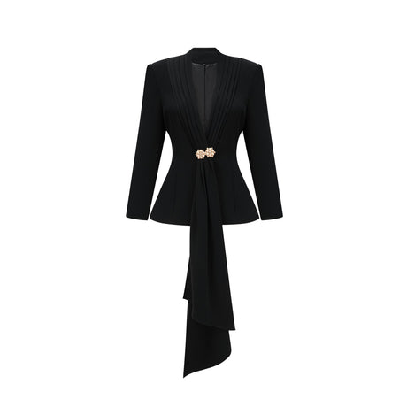 Suzanne black pleated jacket  trousers matching set