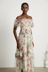 Suzette floralprint tiered midi dress
