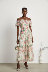 Suzette floralprint tiered midi dress