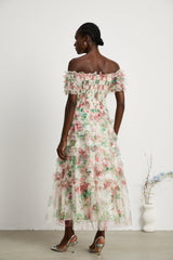 Suzette floralprint tiered midi dress