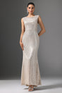 Sydney Beige Sequin Cowl Collar Maxi Dress