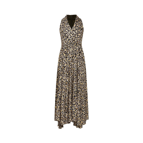 Sydney Midi Dress Yellow Leopard Print Cinched Waist