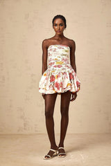 Sydney Mini Dress Pink Floral Smocked Bubble Skirt & Zip Fastening