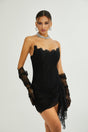 Sylvie black fauxpearl embellished mini dress