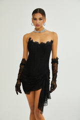 Sylvie black fauxpearl embellished mini dress