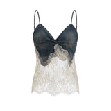 Sylvie lacedetail denim top  shorts matching set