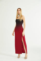 Taliyah Dress Red Gradient Off - Shoulder Maxi