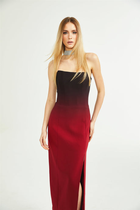 Taliyah Dress Red Gradient Off - Shoulder Maxi