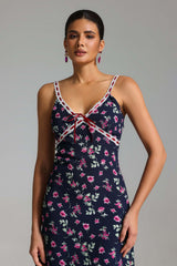Taliyah Navy Floral Halter Midi Dress
