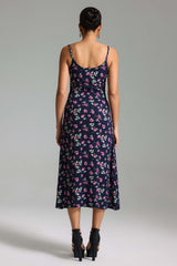 Taliyah Navy Floral Halter Midi Dress