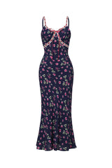 Taliyah Navy Floral Halter Midi Dress