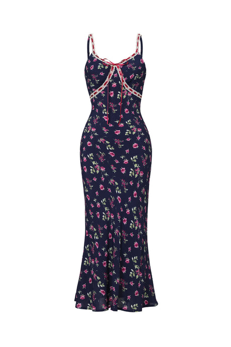 Taliyah Navy Floral Halter Midi Dress