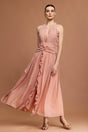 Taliyah Peach Fit and Flare Ruffle Detail Dress