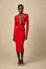 Tamara Cardigan & Skirt Tamara Red & Gold Crystal Sequin Embellished