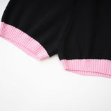 Tamara Knitted Bodysuit Black Pink Contrast Flap Pockets