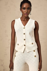 Tamara Top & Trousers Knitted White Matching Set