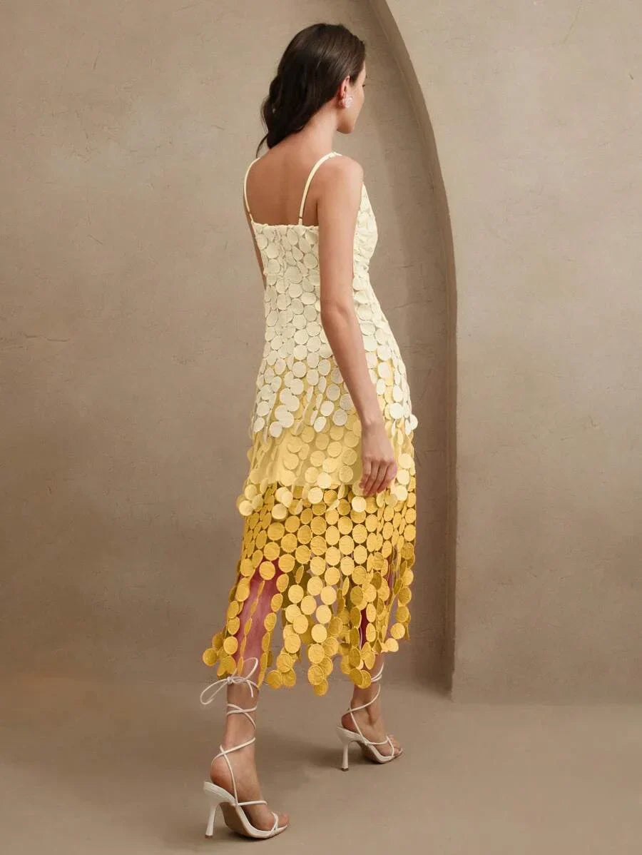 Tassel Cutout Embroidery High Waist Tank Dress Flowing Hollow Out Dress Summer Outfits For Women