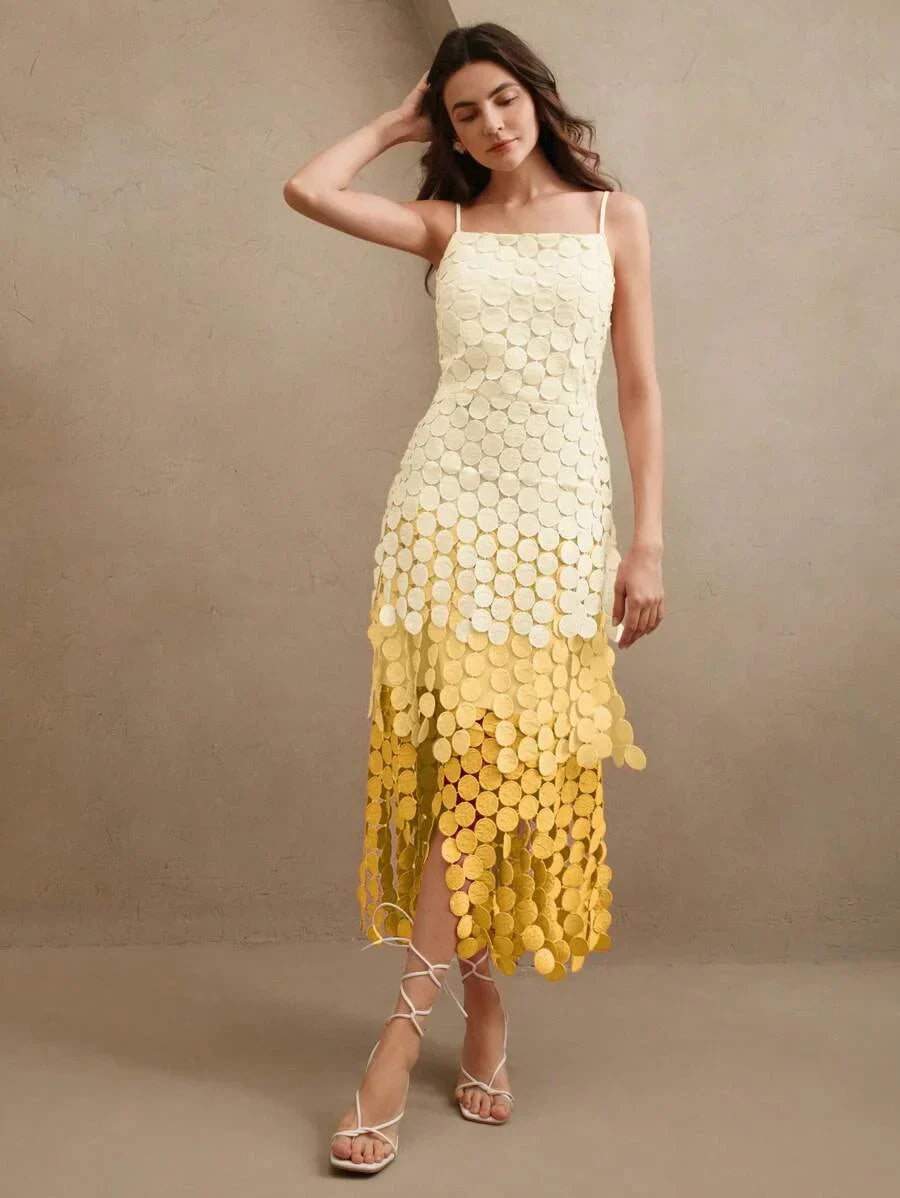 Tassel Cutout Embroidery High Waist Tank Dress Flowing Hollow Out Dress Summer Outfits For Women