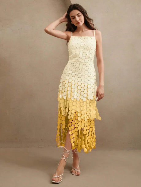 Tassel Cutout Embroidery High Waist Tank Dress Flowing Hollow Out Dress Summer Outfits For Women
