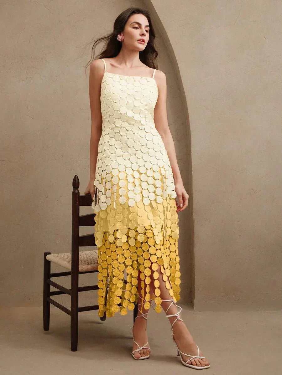Tassel Cutout Embroidery High Waist Tank Dress Flowing Hollow Out Dress Summer Outfits For Women