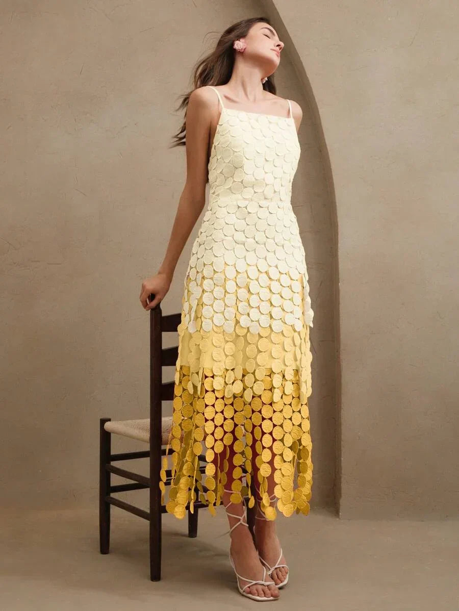 Tassel Cutout Embroidery High Waist Tank Dress Flowing Hollow Out Dress Summer Outfits For Women