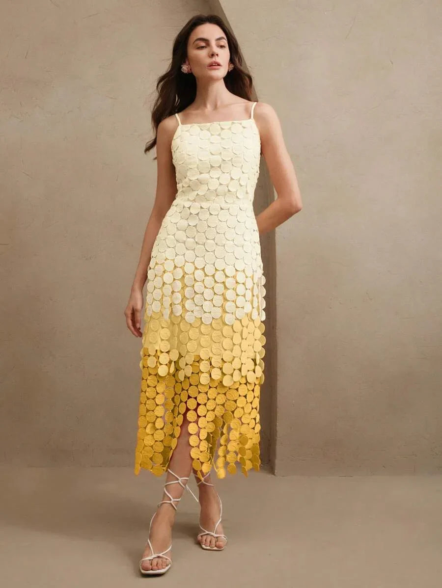 Tassel Cutout Embroidery High Waist Tank Dress Flowing Hollow Out Dress Summer Outfits For Women