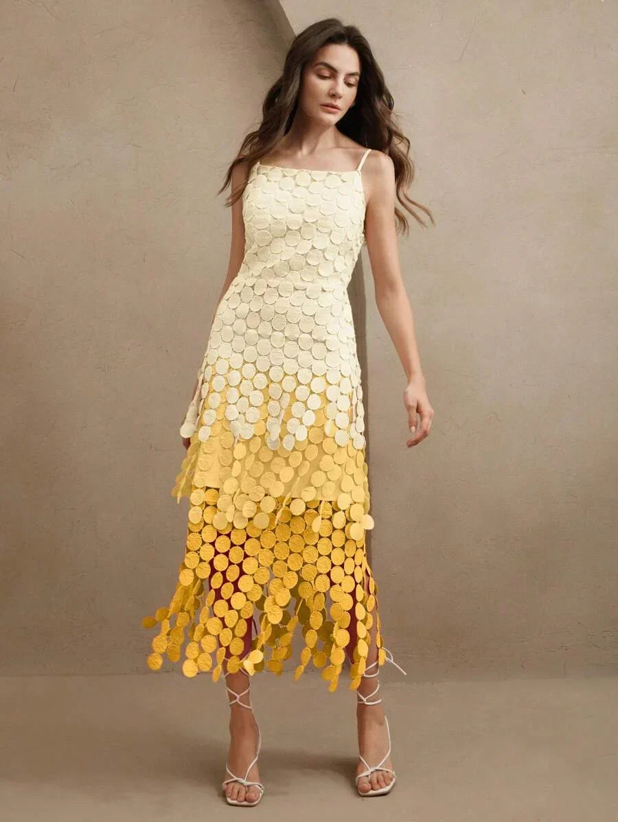 Tassel Cutout Embroidery High Waist Tank Dress Flowing Hollow Out Dress Summer Outfits For Women