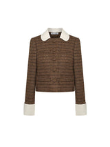 Tatiana Tweed Jacket – Cropped Fit – Silk Collar & Cuffs – Tailored Silhouette