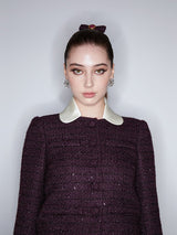 Tatiana Tweed Jacket – Cropped Fit – Silk Collar & Cuffs – Tailored Silhouette