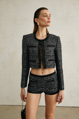 Taylor Jacket Black Sequinned Crystalsequin Pockets
