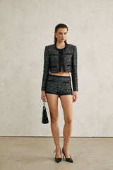 Taylor Jacket Black Sequinned Crystalsequin Pockets