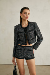 Taylor Jacket Black Sequinned Crystalsequin Pockets