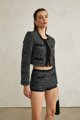 Taylor Jacket Black Sequinned Crystalsequin Pockets