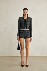 Taylor Jacket Black Sequinned Crystalsequin Pockets