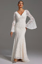 Taylor White Lace Maxi Dress V-Neck Backless Formal Wedding Evening Wear
