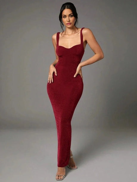 Tecla Maxi Dress - Mermaid Shape Hem - Backless Design - High Stretch Knitted Fabric
