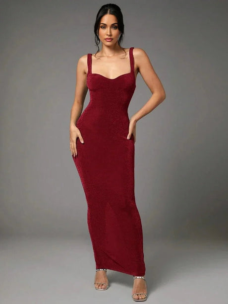 Tecla Maxi Dress - Mermaid Shape Hem - Backless Design - High Stretch Knitted Fabric