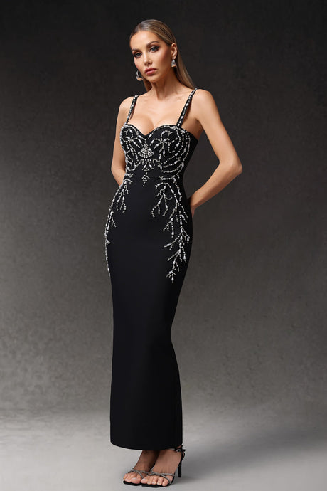 Teresa Black Embellished Bodycon Dress