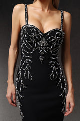 Teresa Black Embellished Bodycon Dress for Special Occasions