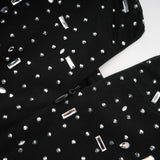 Teresa Maxi Dress in Classic Black with Crystal Embellishments & Flared Cuffs
