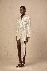 Teresa Mini Dress with Classic Collar and Sequin Embellishment