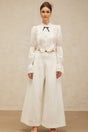 Teresa Shirt White Bowknot Ruffled & Shirred Panel