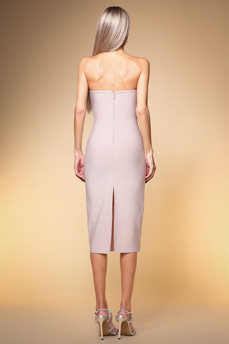 Teresina Beige Bandage Detail Sleeveless Midi Dress