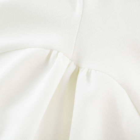 Thala White Sleeveless Midi Dress With Square Neck and Pleats