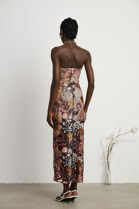 Thérèse sequinembellished embroidered floral colorful midi dress