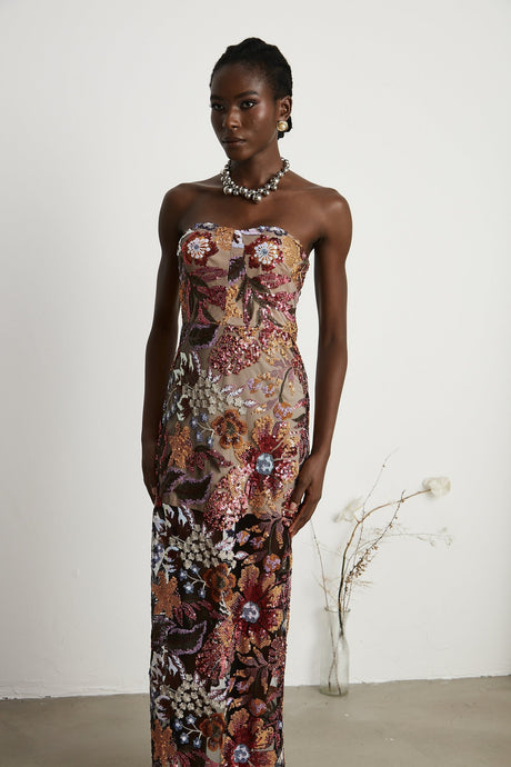 Thérèse sequinembellished embroidered floral colorful midi dress