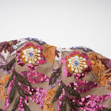 Thérèse sequinembellished embroidered floral colorful midi dress